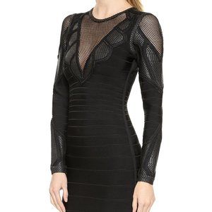 Rare Herve Leger Black Bandage Mini Dress Mesh S